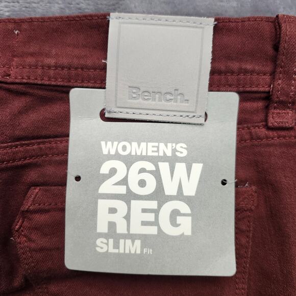 NWT Bench Urban Wear Womens Slim High Rise Jeans Maroon 26w - Picture 9 of 11